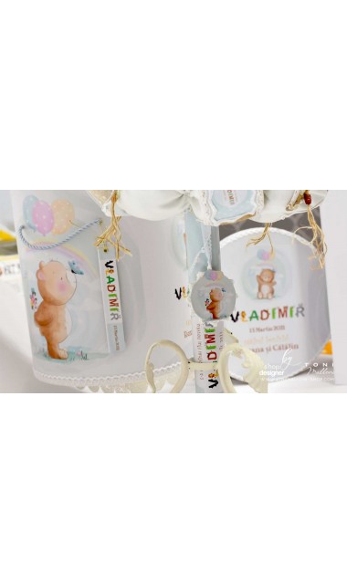 Trusou botez cu ursuleti si baloane colorate Animal Font 20